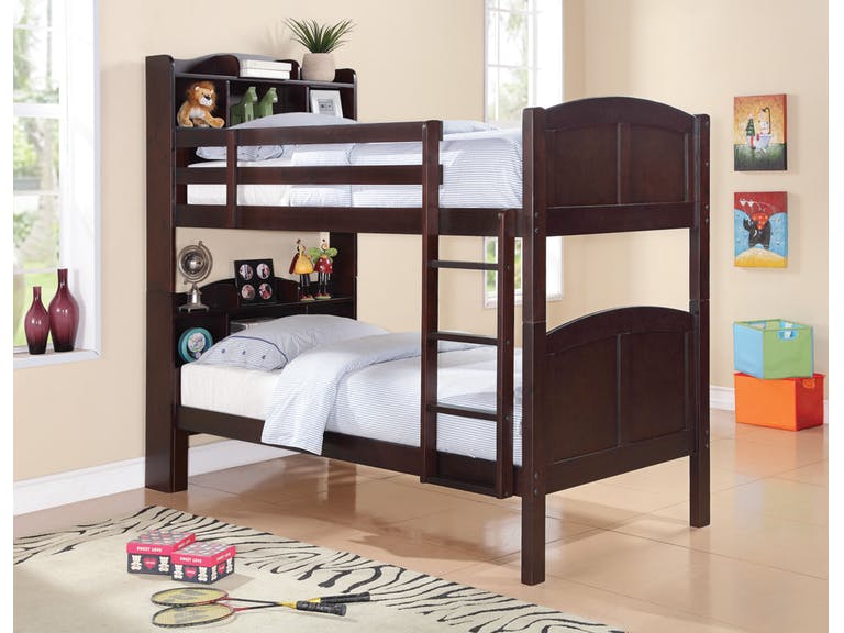 460442 Twin Bookcase Bunk Bed, Twin Bunk Bed With Bookcase