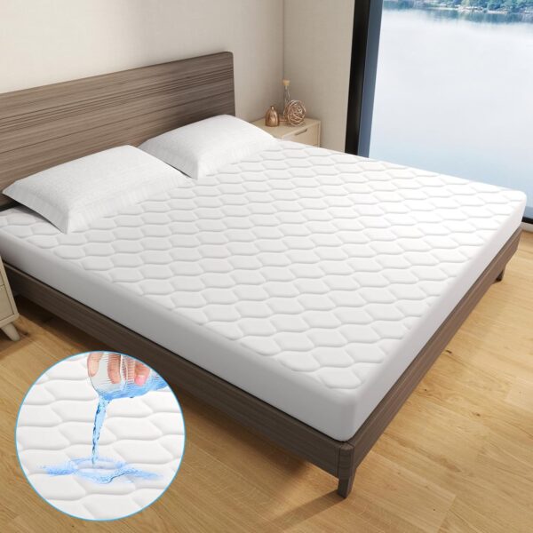 KING WHITE MATTRESS PAD / PROTECTOR (UP TO 18" DEEP)